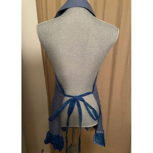 HANDMADE Blue Apron made from Upcycled Men's Shirt - Picture 2 of 3